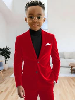 Boys Velvet Homecoming Suit Set 2 Pieces Host Costumes Notched Lapel Kids Formal Suits Wedding Guest Clothes Plus Size Tuxedo