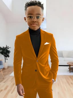 Boys Velvet Homecoming Suit Set 2 Pieces Host Costumes Notched Lapel Kids Formal Suits Wedding Guest Clothes Plus Size Tuxedo