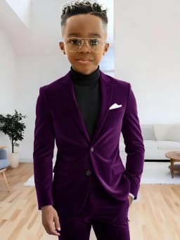 Boys Velvet Homecoming Suit Set 2 Pieces Host Costumes Notched Lapel Kids Formal Suits Wedding Guest Clothes Plus Size Tuxedo