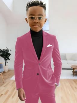 Boys Velvet Homecoming Suit Set 2 Pieces Host Costumes Notched Lapel Kids Formal Suits Wedding Guest Clothes Plus Size Tuxedo