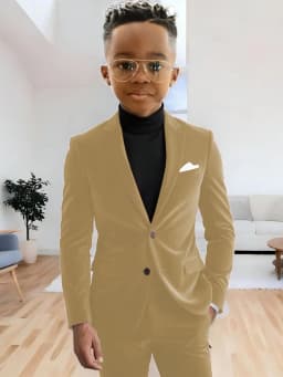 Boys Velvet Homecoming Suit Set 2 Pieces Host Costumes Notched Lapel Kids Formal Suits Wedding Guest Clothes Plus Size Tuxedo