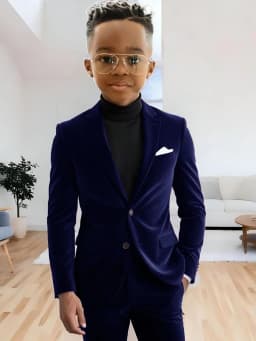 Boys Velvet Homecoming Suit Set 2 Pieces Host Costumes Notched Lapel Kids Formal Suits Wedding Guest Clothes Plus Size Tuxedo