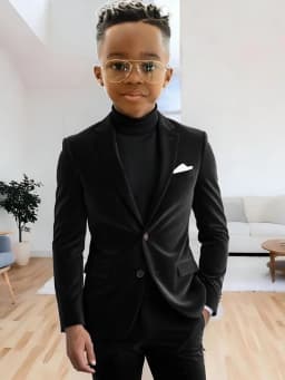 Boys Velvet Homecoming Suit Set 2 Pieces Host Costumes Notched Lapel Kids Formal Suits Wedding Guest Clothes Plus Size Tuxedo