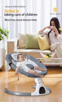 Adjustable Electric Baby Swing Rocking Chair Luxury Soft Comfort Recliner Shaker Cradle Effective Sleep Aid Baby Bed Portable Indoor Rest Seat For 0-3 Years Kids