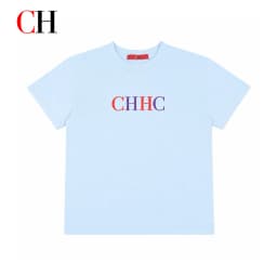 CH Trend Boys Crew Neck Contrast CHHC Embroidery Straight Hem Short Sleeve Tee Party Daily Top