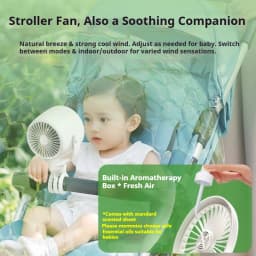Baby Stroller Fan Adjustable Portable Clip Fan with Auto Oscillate Night Light Aroma Box USB Rechargeable Cooling Fan for Crib