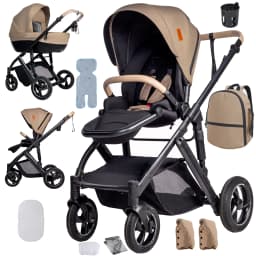 3 in 1 Stroller Baby Stroller Multi Functional Luxury High Landscape High Quality Lightweight Portable Foldable Travel Pram Newborn Carriage Shop Cart Street Fashion Tide Parent Good Choose Pushchair eith Baby Car Seat