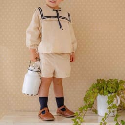 2026 Summer New Boys Girls Sailor Collar Clothes Set Children Long Sleeve Casual Lapel Shirts + Pants 2pcs Suit Toddler Outfits