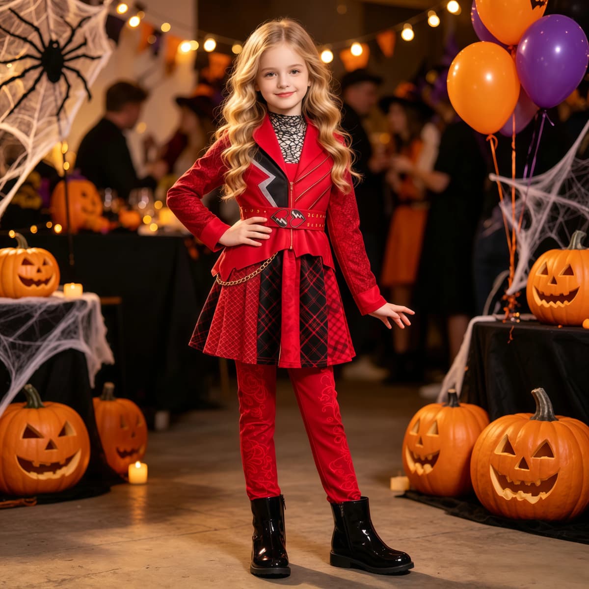 Girls Rise Red Princess Costume Sets Dress Embroidered Pants Jacket Coat For Kids Halloween Birthday Party Performance Dress Up