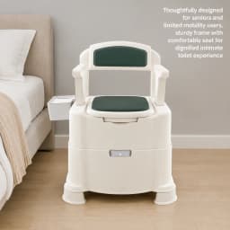 Green Bedside Commode Chair Portable Toilet with Armrests Induction Night Light Dual Black Inner Buckets Bedroom Squat Toilet Dual Use 100kg Load Capacity Anti-Odor Slow-Close Seat for Elderly Disabled Pregnant Home Bathroom RV Camping