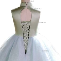 2026 Elegant Embroidery New Chinese Style Blue Green Girls Formal Host Performance Kids Long Birthday Tutu Princess Gown Dresses