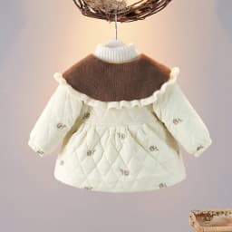 Winter Children Girl Coat Warm Thick Fleece Infant Girl Clothes Doll Collar Kid Jacket Flower Bag Elegant Toddler Outwear A1355