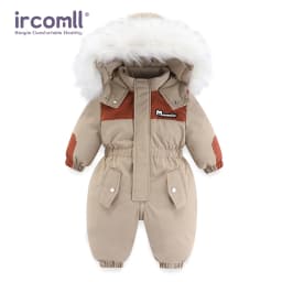-30 Degree Winter Baby Clothes Overalls Outwear Suits For Infants Baby Ski Suit Thick Baby Jumpsuit Waterproof Hooded For Girls