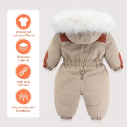 -30 Degree Winter Baby Clothes Overalls Outwear Suits For Infants Baby Ski Suit Thick Baby Jumpsuit Waterproof Hooded For Girls