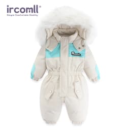 -30 Degree Winter Baby Clothes Overalls Outwear Suits For Infants Baby Ski Suit Thick Baby Jumpsuit Waterproof Hooded For Girls