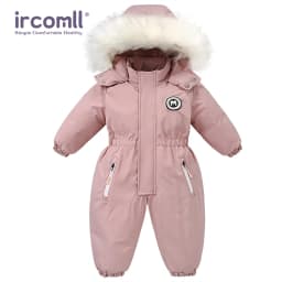 -30 Degree Winter Baby Clothes Overalls Outwear Suits For Infants Baby Ski Suit Thick Baby Jumpsuit Waterproof Hooded For Girls