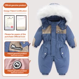 -30 Degree Winter Baby Clothes Overalls Outwear Suits For Infants Baby Ski Suit Thick Baby Jumpsuit Waterproof Hooded For Girls