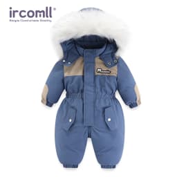 -30 Degree Winter Baby Clothes Overalls Outwear Suits For Infants Baby Ski Suit Thick Baby Jumpsuit Waterproof Hooded For Girls