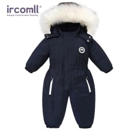 -30 Degree Winter Baby Clothes Overalls Outwear Suits For Infants Baby Ski Suit Thick Baby Jumpsuit Waterproof Hooded For Girls