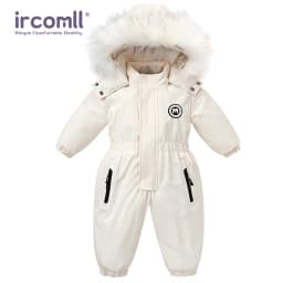 -30 Degree Winter Baby Clothes Overalls Outwear Suits For Infants Baby Ski Suit Thick Baby Jumpsuit Waterproof Hooded For Girls