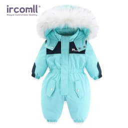 -30 Degree Winter Baby Clothes Overalls Outwear Suits For Infants Baby Ski Suit Thick Baby Jumpsuit Waterproof Hooded For Girls