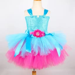 Poppy Trolls Tutu Dress Costume for Girls Birthday Party Princess Dress Up Clothes Toddler Kids Halloween Carnival Costumes