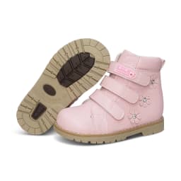 Winter Children Pink Shoes Orthopedic Boots For Kids Casual Luxury Ankle Booties With Rhinestone Flower Leather School Footwear
