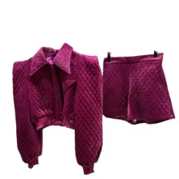 3-15 Winter Girls Cotton Three dimensional shoulder Diamond grid clothes Set short jacket+short 2pcs kids suit child outfits