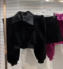 3-15 Winter Girls Cotton Three dimensional shoulder Diamond grid clothes Set short jacket+short 2pcs kids suit child outfits