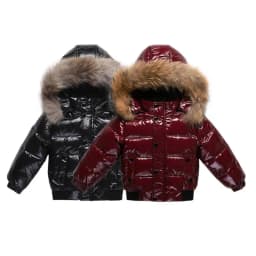 RAISE 2025 Winter Baby Girl Down Jacket Waterproof Shiny Real Fur Thicken Warm Boy Outerwear Coat 1-8 Years Kid Boy Parka Outfit