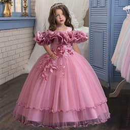 New 2026 Wedding Girl Long Dress Suitable for 8-12-Year-Old Christmas Girl's Clothing Sloppy Birthday Ball Night Dress