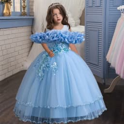 New 2026 Wedding Girl Long Dress Suitable for 8-12-Year-Old Christmas Girl's Clothing Sloppy Birthday Ball Night Dress