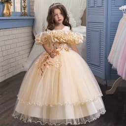 New 2026 Wedding Girl Long Dress Suitable for 8-12-Year-Old Christmas Girl's Clothing Sloppy Birthday Ball Night Dress