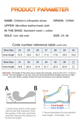 ORTOLUCKLAND Children Sneakers Orthopedic Shoes For Kid Casual Lenther Mesh Toddler Boy Girl Running Trainer Footwear Size 24-36