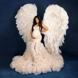 Fluffy Mermaid Tulle Maternity Dresses Side Slit Photo Shoot PhotogrAphie De Vêtements De Maternité Vestidos Para Embarazadas