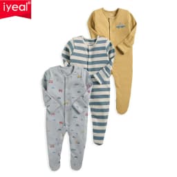 IYEAL Newborn Rompers Baby Boy Girl Toddler Clothes 3Pcs/Lot 100% Cotton Infant Clothing Spring Fall Pajamas Bebe Home Wear