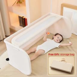 PANGDUBE Baby Bed Guardrail 2-in-1 Safety Bed Barrier Portable Bedside Sleeper with Storage Bag Adjustable Baby Nest