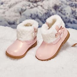 Dave Bella Girls' Leather Shoes Winter Anti Slip Baby Elegant Soft Velvet Boots Baby Pink Short Shoes Children's Boots DB4254717