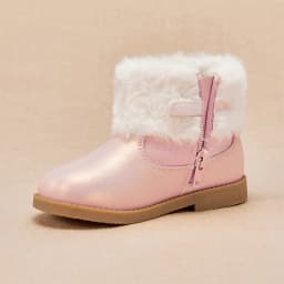 Dave Bella Girls' Leather Shoes Winter Anti Slip Baby Elegant Soft Velvet Boots Baby Pink Short Shoes Children's Boots DB4254717