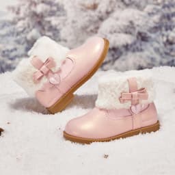 Dave Bella Girls' Leather Shoes Winter Anti Slip Baby Elegant Soft Velvet Boots Baby Pink Short Shoes Children's Boots DB4254717