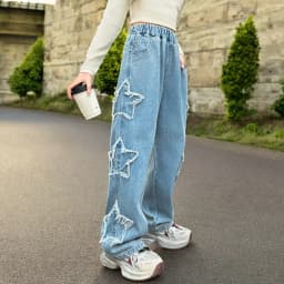 Young Kids Baggy Jeans for Girls Casual Cargo Pants Trousers Children Teenagers Outfits Autumn Baby Clothes 5 7 9 10 12 13 Years
