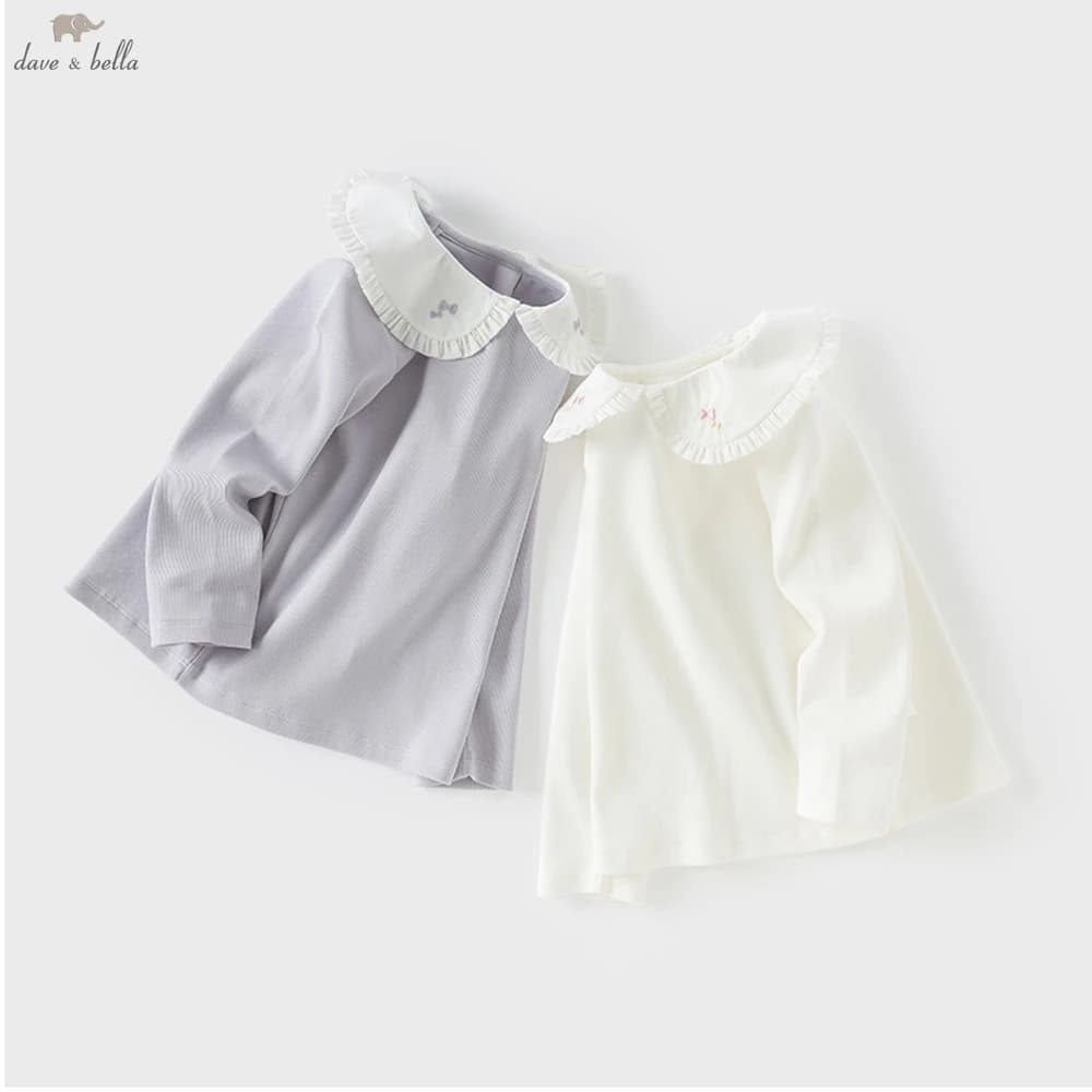 Dave Bella Children Spring Winter T-shirts Tops for Girls Cute Autumn Long Sleeve Tops Bottoming Shirt DB1250911