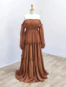 Bohemian Photo Shooting Pregnancy Dress Soft Comfortable Pure Cotton Off Shoulder Dress Maternity Dresses For Baby Showers