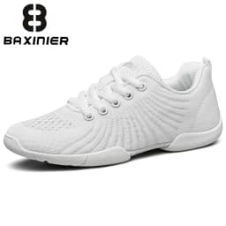 BAXINIER Girls White Cheer Dance Sneakers Kids Lightweight Cheerleading Training Walking Tennis Womens Fashion Sports Shoes