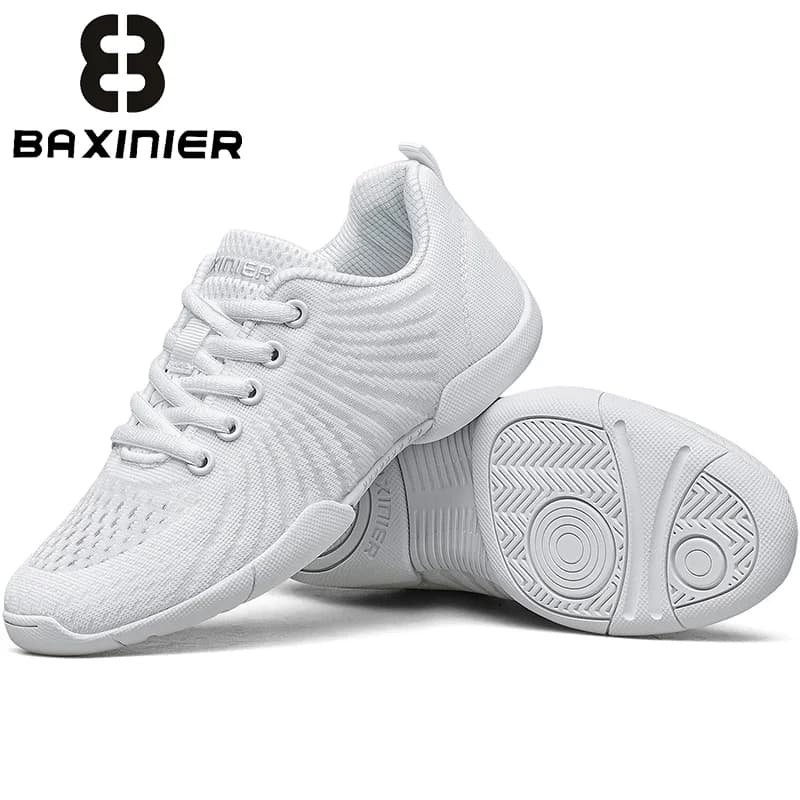 BAXINIER Girls White Cheer Dance Sneakers Kids Lightweight Cheerleading Training Walking Tennis Womens Fashion Sports Shoes