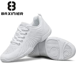 BAXINIER Girls White Cheer Dance Sneakers Kids Lightweight Cheerleading Training Walking Tennis Womens Fashion Sports Shoes