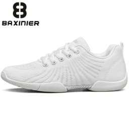 BAXINIER Girls White Cheer Dance Sneakers Kids Lightweight Cheerleading Training Walking Tennis Womens Fashion Sports Shoes