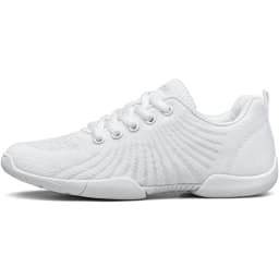 BAXINIER Girls White Cheer Dance Sneakers Kids Lightweight Cheerleading Training Walking Tennis Womens Fashion Sports Shoes