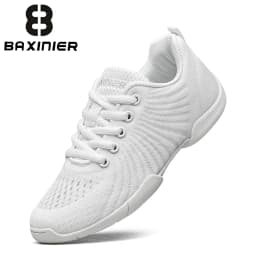 BAXINIER Girls White Cheer Dance Sneakers Kids Lightweight Cheerleading Training Walking Tennis Womens Fashion Sports Shoes