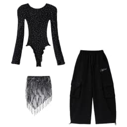 Fashion Girls Hiphop Jazz Dance Wear Performance Clothings Suit Teenage Kids Streetwear Hip Hop Costume Korean Child y2k Outfit